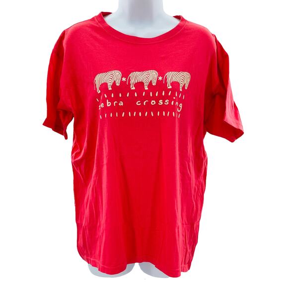 JUMPERS Coral White Zebra Crossing Graphic Short Sleeve T-Shirt Top M - Picture 2 of 10